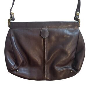 Letisse Vintage Leather Bag Womens Chocolate Brown Squeeze Frame Handbag 70s VTG